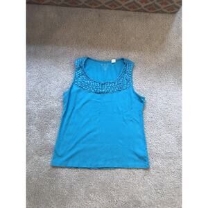 Chicos Women’s Size 3 Blue Sleeveless Tank Top with crotchet